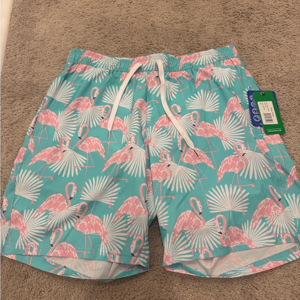 Tipsy Elves Teal Flamingo Swim Shorts
